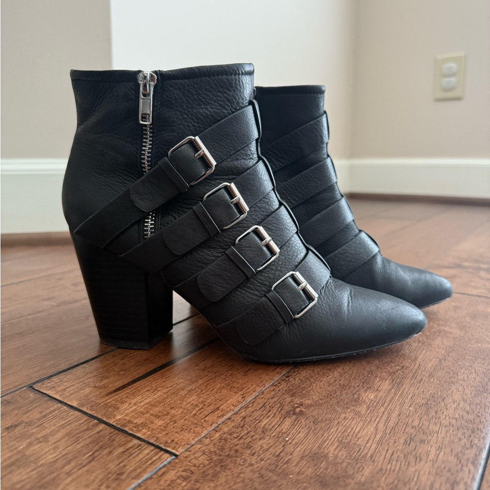 Rebecca Minkoff Black Buckle Ankle Booties